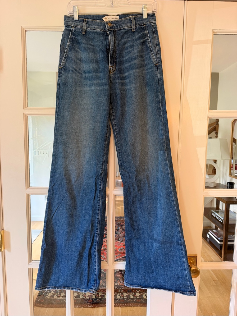 Nili Lotan Dark Blue Wide-Leg Jeans